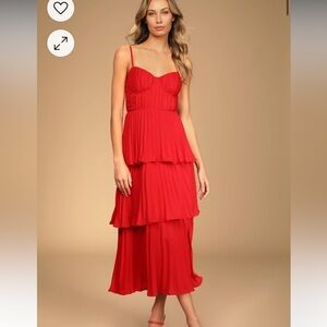 Lulu’s cascading crush red dress L